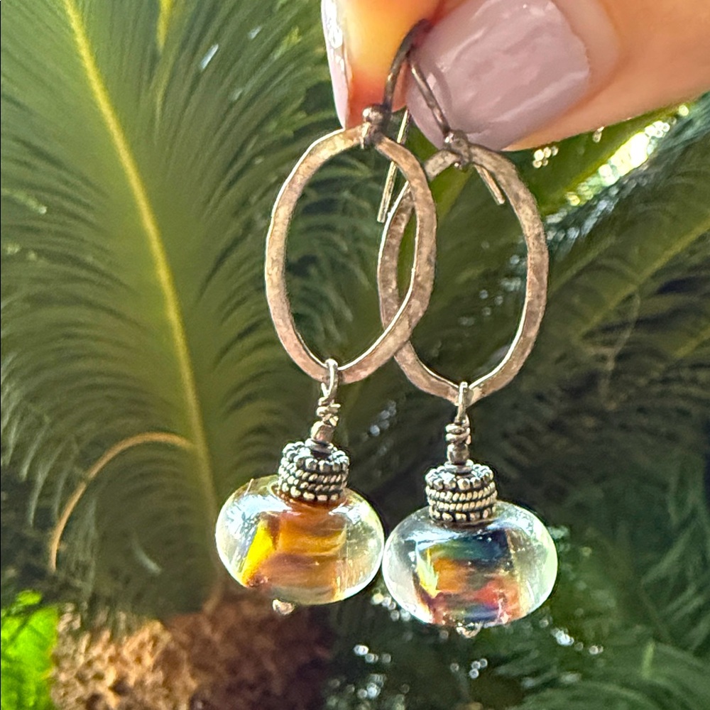 Vintage Silver and Glass Dangle Earrings